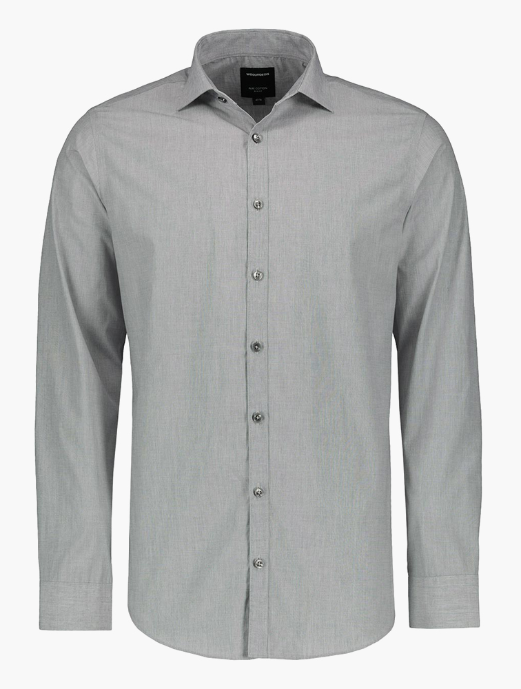 MyRunway Shop Woolworths Grey End On End Slim Fit Cotton Shirt for Men from MyRunway.co.za